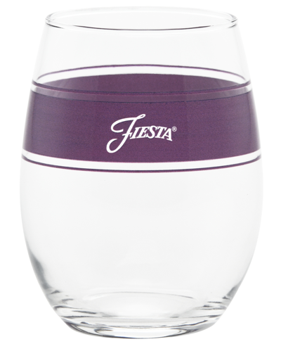 Fiesta Coastal Blues Frame 15-ounce Stemless Wine Glass Set Of 4 In Turquoise,lapis,mulberry And White