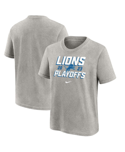 Shop Nike Big Boys  Heather Gray Detroit Lions 2023 Nfl Playoffs Iconic T-shirt
