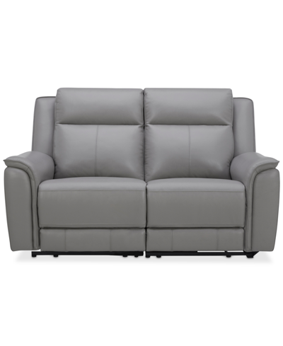 Shop Macy's Addyson 64" 2-pc. Leather Sofa With 2 Zero Gravity Recliners With Power Headrests, Created For Macy' In Ash