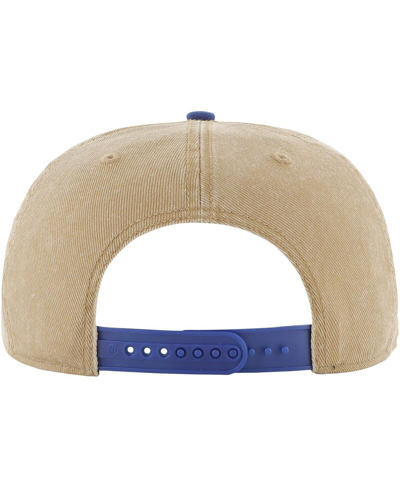 47 Brand Men's ' Khaki, Royal Distressed Golden State Warriors Chilmark Captain Snapback Hat In Khaki,royal