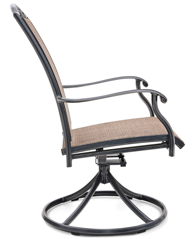 Agio Wythburn Mix And Match Filigree Sling Outdoor Swivel Chair In Pewter Finish