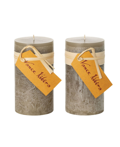 Shop Vance Kitira 6" Timber Pillar Candles, Set Of 2 In Desert Taupe