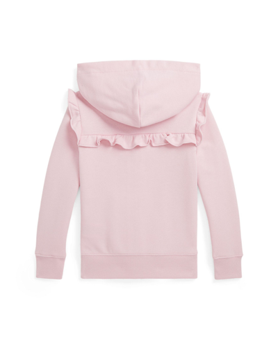 Shop Polo Ralph Lauren Toddler And Little Girls Ruffled Terry Full-zip Hoodie In Garden Pink With Dusty Blue