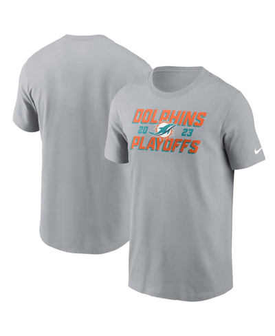 Shop Nike Men's  Gray Miami Dolphins 2023 Nfl Playoffs Iconic T-shirt