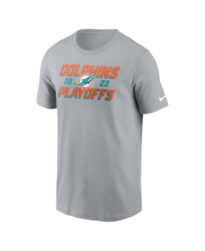 Shop Nike Men's  Gray Miami Dolphins 2023 Nfl Playoffs Iconic T-shirt