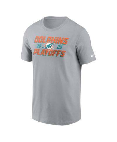 Nike Gray Miami Dolphins 2023 Nfl Playoffs Iconic T-shirt In Gray