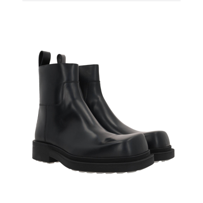 Bottega Veneta Man Black Leather Ben Ankle Boots
