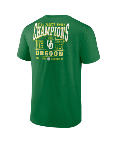 Shop Fanatics Men's  Green Oregon Ducks 2024 Fiesta Bowl Champions Score T-shirt