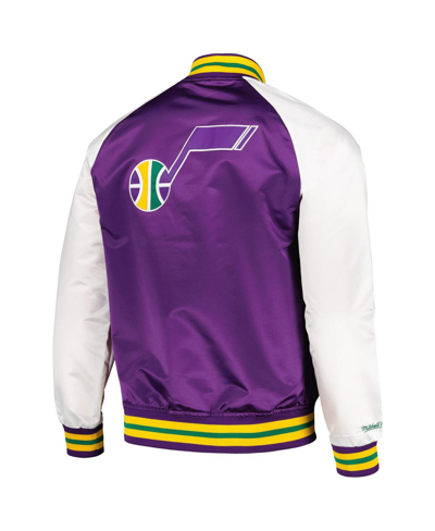 Shop Mitchell & Ness Men's  Purple Utah Jazz Double Clutch Satin Raglan Full-snap Jacket