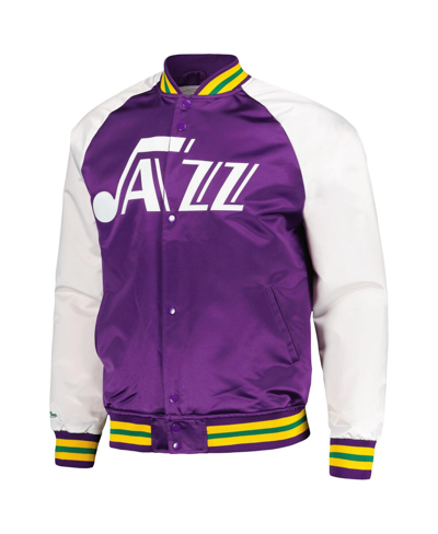 Shop Mitchell & Ness Men's  Purple Utah Jazz Double Clutch Satin Raglan Full-snap Jacket