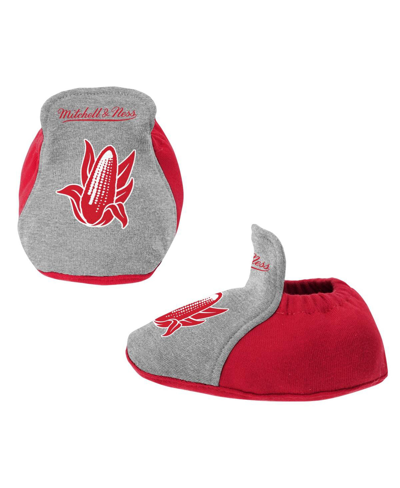 Shop Mitchell & Ness Baby Boys And Girls  Scarlet, Heather Gray Nebraska Huskers 3-pack Bodysuit, Bib And  In Scarlet,heather Gray