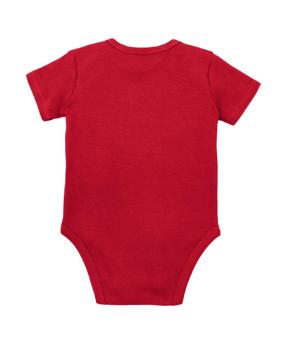 Shop Mitchell & Ness Baby Boys And Girls  Scarlet, Heather Gray Nebraska Huskers 3-pack Bodysuit, Bib And  In Scarlet,heather Gray