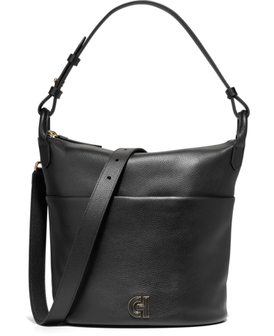 Shop Cole Haan Essential Soft Medium Leather Bucket Bag In Black