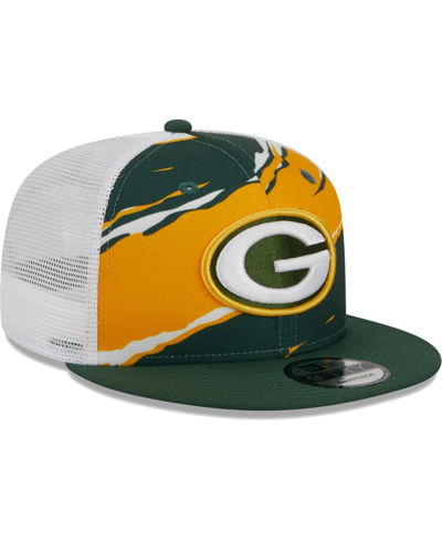 Shop New Era Men's  Green Green Bay Packers Tear Trucker 9fifty Snapback Hat