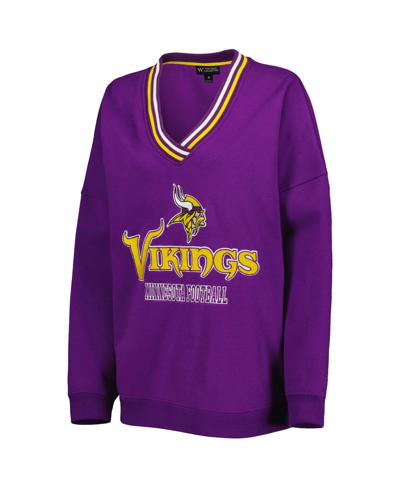 Shop The Wild Collective Women's  Purple Minnesota Vikings Vintage-inspired Pullover V-neck Sweatshirt