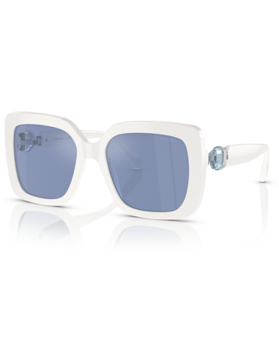 Swarovski Sk6001 Square-frame Acetate Sunglasses In White,light Blue Mirror