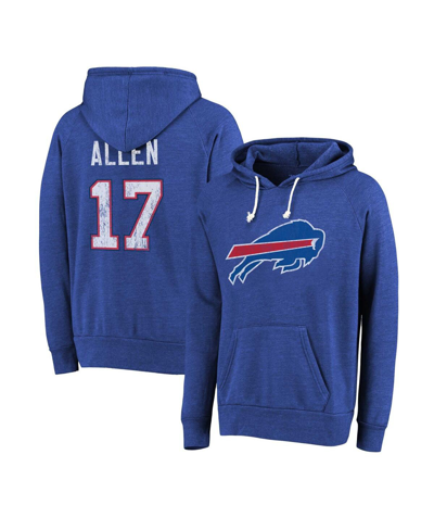 Shop Majestic Men's  Threads Josh Allen Royal Distressed Buffalo Bills Name And Number Tri-blend Pullover