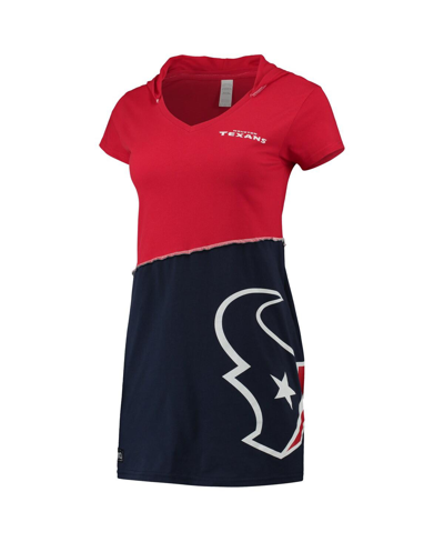 Shop Refried Apparel Women's  Red, Navy Houston Texans Hooded Mini Dress In Red,navy