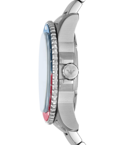 Emporio Armani Men's World Explorer Gmt Dual Time Stainless Steel Bracelet Watch 42mm In Silver-tone