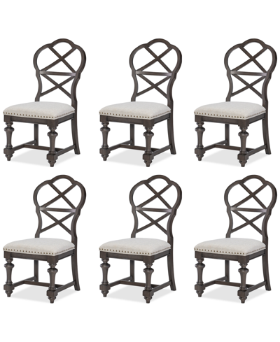 Shop Macy's Mandeville 6pc X-back Chair Set In Brown