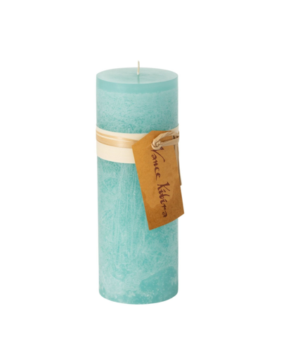 Shop Vance Kitira 9" Timber Pillar Candle In Sea Foam Blue