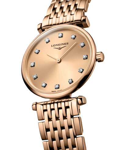 Shop Longines Women's Swiss La Grande Classique De  Diamond (1/20 Ct. T.w.) Rose Gold Pvd Bracelet Watch 2 In Red Pvd Coating