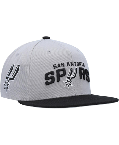Mitchell & Ness Men's  Gray, Black San Antonio Spurs Side Core 2.0 Snapback Hat In Gray,black