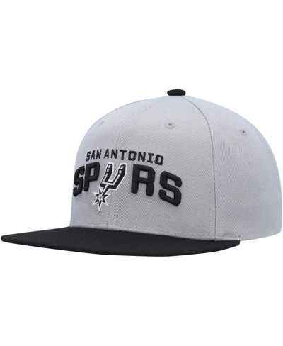 Mitchell & Ness Men's  Gray, Black San Antonio Spurs Side Core 2.0 Snapback Hat In Gray,black