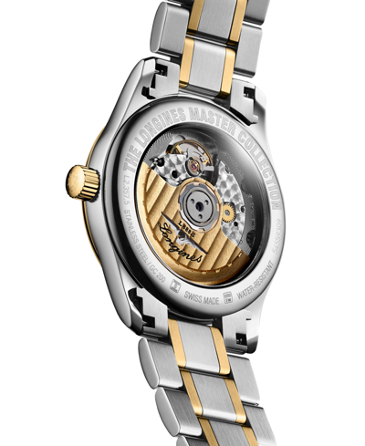 Longines Women's Swiss Automatic Master Diamond (1/20 Ct. T.w.) 18k Gold & Stainless Steel Bracelet Watch 34m In Stainless Steel