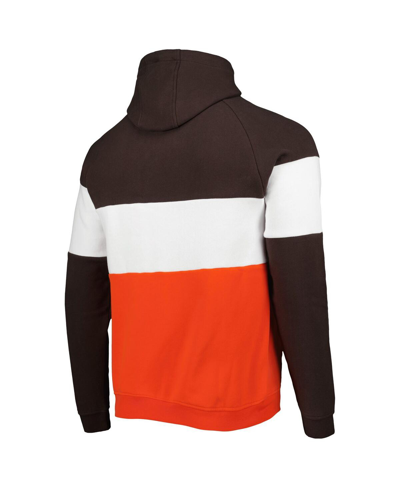Shop New Era Men's  Orange Cleveland Browns Colorblock Current Pullover Hoodie