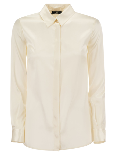 Shop Elisabetta Franchi Straight Silk Satin Shirt