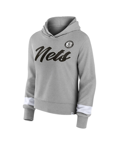 Fanatics Branded Heather Gray Brooklyn Nets Halftime Pullover Hoodie In Heather Gray