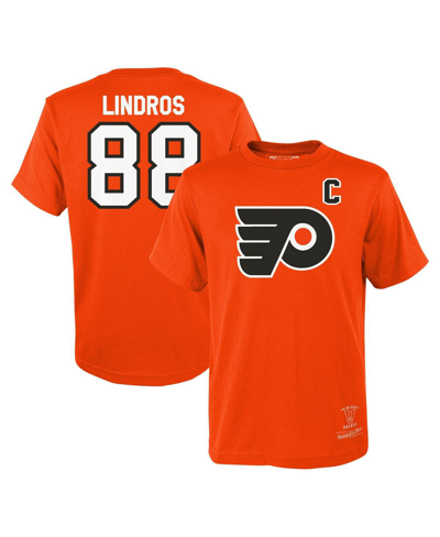 Shop Mitchell & Ness Big Boys  Eric Lindros Orange Philadelphia Flyers Name And Number T-shirt