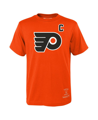 Shop Mitchell & Ness Big Boys  Eric Lindros Orange Philadelphia Flyers Name And Number T-shirt