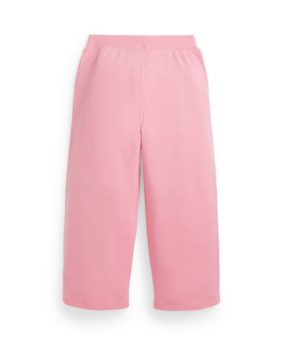 Shop Polo Ralph Lauren Toddler And Little Girls Terry Wide-leg Sweatpants In Florida Pink With Oasis Yellow
