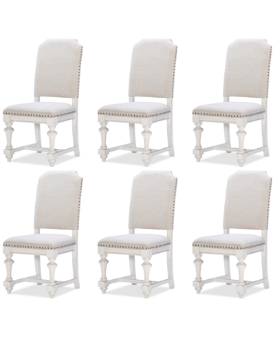 Shop Macy's Mandeville 6pc Upholstered Chair Set In White