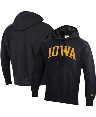 Shop Champion Men's  Black Iowa Hawkeyes Team Arch Reverse Weave Pullover Hoodie