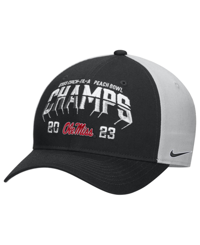 Shop Nike Men's  Black Ole Miss Rebels 2023 Peach Bowl Champions Locker Room Adjustable Hat