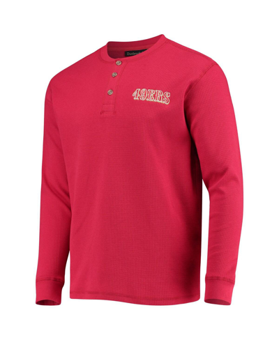 Shop Dunbrooke Men's  Scarlet San Francisco 49ers Logo Maverick Thermal Henley Long Sleeve T-shirt