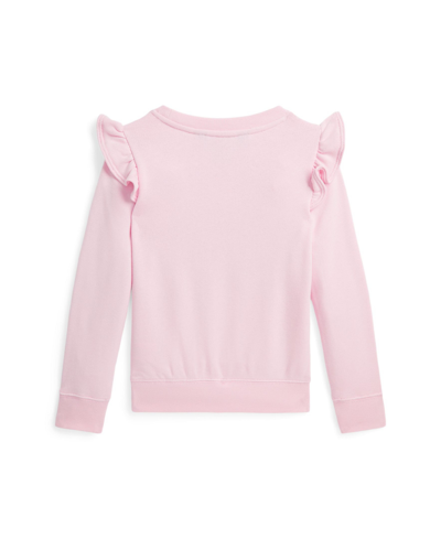 Shop Polo Ralph Lauren Toddler And Little Girls Ruffled Bunny Terry Sweatshirt In Hint Of Pink