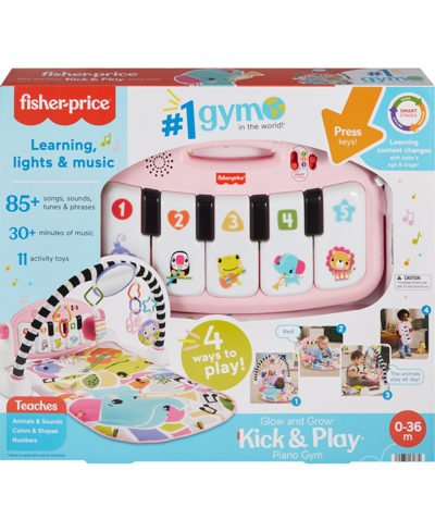 Fisher Price Glow And Grow Kick Play Piano Gym Baby Playmat With Musical Learning Toy, Pink In Multicolor