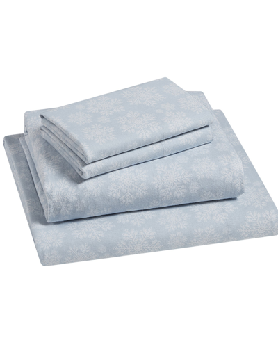 Shop Tahari Home Snowflake 100% Cotton Flannel 4-pc. Sheet Set, Queen In Blue