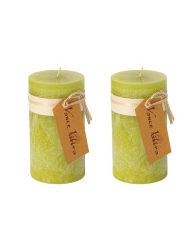 Shop Vance Kitira 6" Timber Pillar Candles, Set Of 2 In Green Grape