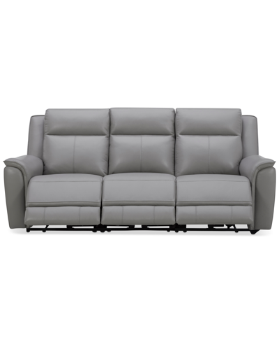 Shop Macy's Addyson 88" 3-pc. Leather Sofa With 3 Zero Gravity Recliners With Power Headrests, Created For Macy' In Ash