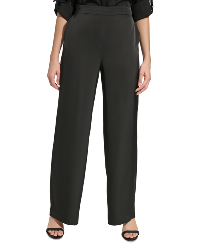 Shop Calvin Klein Women's Satin Pull-on Pants In Black