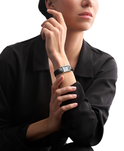 Shop Longines Women's Swiss Mini Dolcevita Black Strap Watch 22x29mm In Stainless Steel