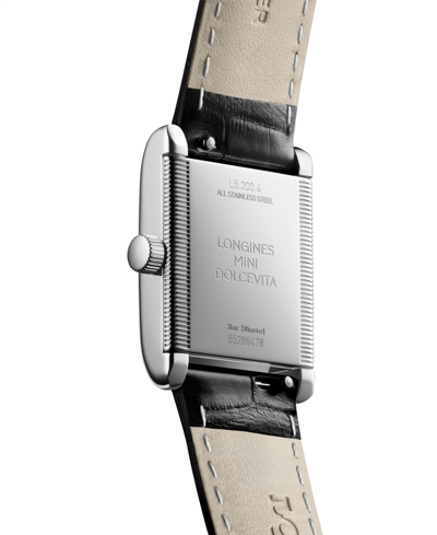 Longines Women's Swiss Mini Dolcevita Black Strap Watch 22x29mm In Stainless Steel