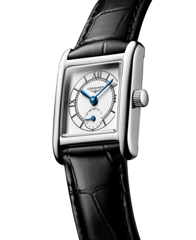 Longines Women's Swiss Mini Dolcevita Black Strap Watch 22x29mm In Stainless Steel