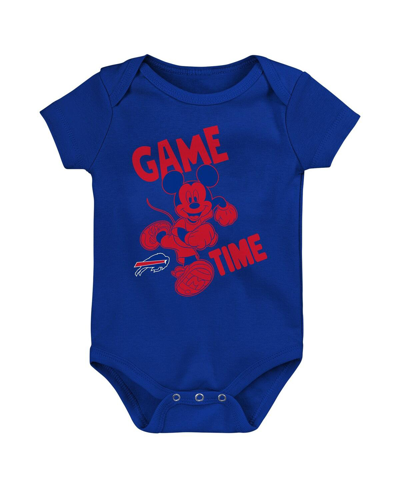 Outerstuff Baby Boys And Girls Royal, Red, Gray New York Giants Three-piece Disney Game Time Bodysuit Set In Royal,red