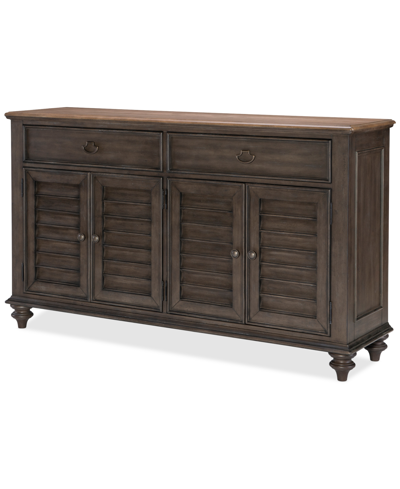 Shop Macy's Mandeville Louvered Server In Brown